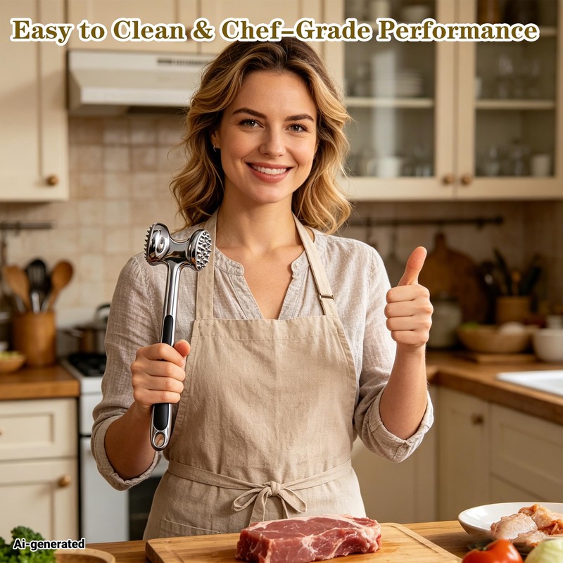 8.6-Inch Double-Sided Stainless Steel Manual Tender Meat Hammer