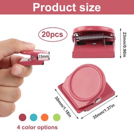 Pack of 20 Magnetic Clips, Multi Colour Metal Magnetic Clips, Magnetic Metal Clip for Fridge Whiteboard Wall Magnetic Memo Note Clip