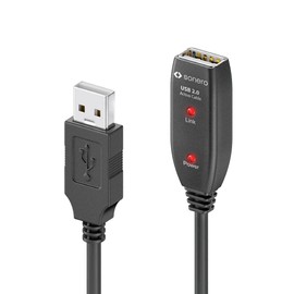 sonero® USB 2.0 Kabel, aktives Verlängerungskabel mit Signalverstärker, Datenkabel, USB-A Stecker auf USB-A Buchse, 480 Mbit/s, 10.0m, schwarz