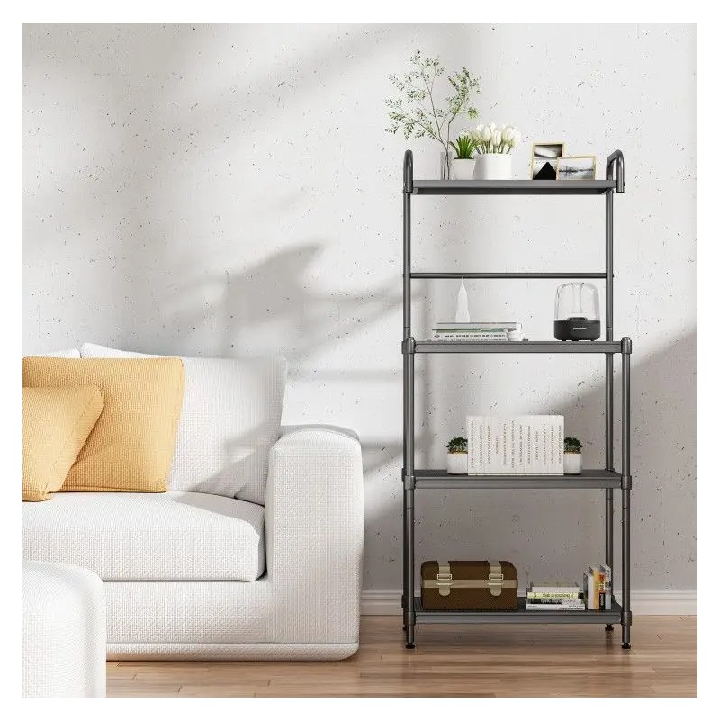 4-Tier Microwave Storage Rack for Kitchen Metal Shelving Unitscolor: Black