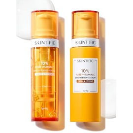 SKINTIFIC Suero Iluminador de Vitamina C de Doble Cámara para Rostro, Suero con 10% de Vitamina C Pura en Polvo, Corrector de Manchas Oscuras, Antioxidante con Protección contra la Oxidación y Filtro UV