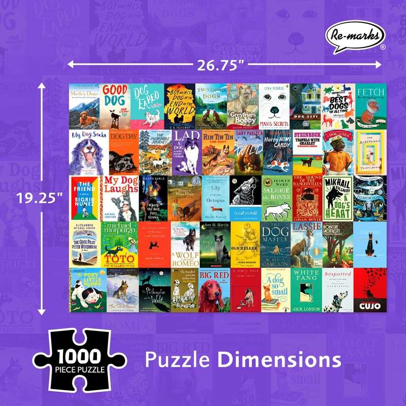 Re-marks “Dog Tales” Literary Collage Puzzle, 1,000-Piece Jigsaw Puzzle for