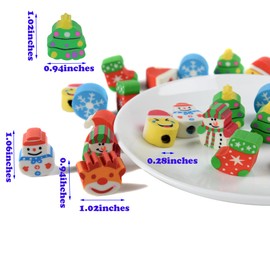34PCS Christmas Pencil Top Erasers Bulk for Kids,Fun Eraser Caps Cute Topper Erasers for Pencil for Back to School Party Gifts (34)
