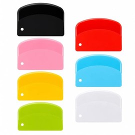 Paquete de 7 raspadores de banco de plástico para pan, raspador de masa de cocina flexible de plástico para masa de pan, pasteles, glaseado de fondant