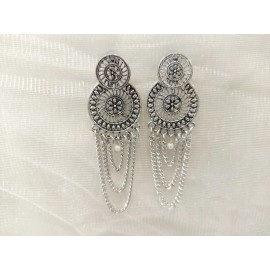 Unbranded indian jhumka earrings- Chandabali Earrings oxidized metal precision crafted
