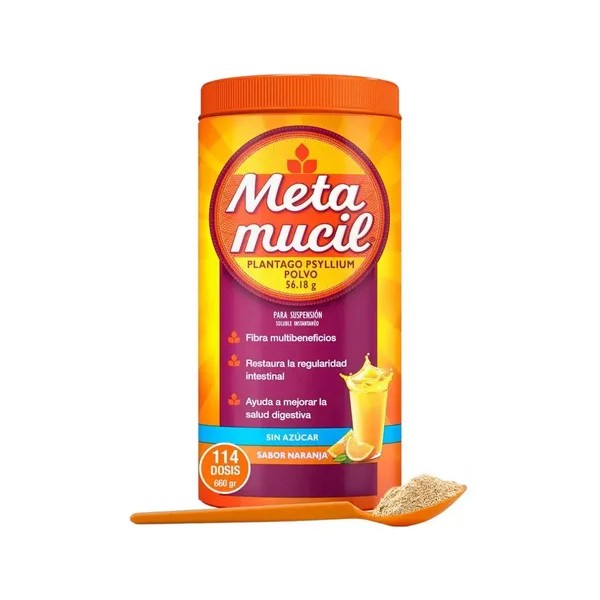 Metamucil polvo sabor naranja, 1 bote 660 g
