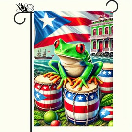 Blissyard American Flag Coqui Frog Puerto Rico Flag 12x18 Inch Double Sided Spring Summer Garden Flag Frog Yard Flags Outdoor Banner For Home Decoration Yard Small Flag For Outside Holiday Seasonal