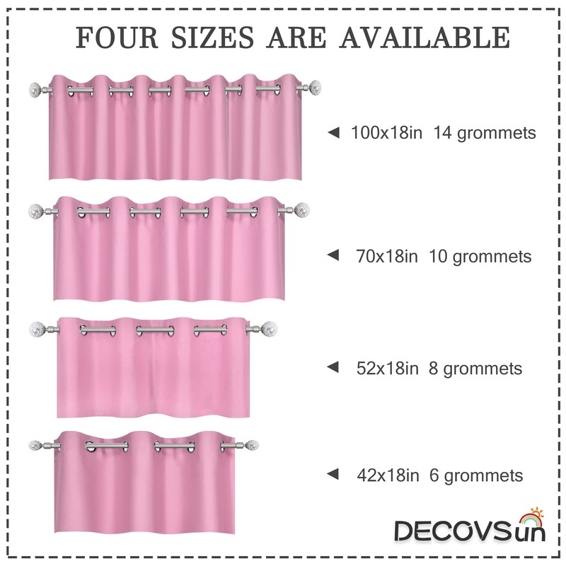 DECOVSUN Brush Pink Valance for Girls Bedroom Blackout Grommet Top