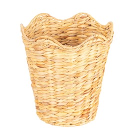 Household Essentials Woven Wastebin with Scalloped Edge, Natural