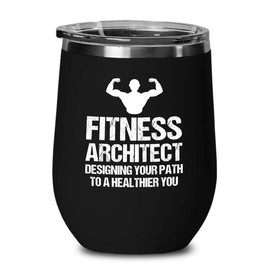 Luxe Gifting Personal Trainer Black Edition Wine Tumbler 12oz - Fitness Architect - Fitness Instructor Workout Coach Exercise Lover Cardio Lover Gym Coach