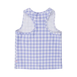 RuffleButts Girls UPF50+ Sun Protected Athletic Active Stretch Tank Top - Periwinkle Blue Gingham, 3T