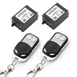 eMylo AC 220V-230V-240V 1000W 1 Transmitter 2X 1 Channel Smart Wireless Remote Control Switch Inching Self-Locking Black & White Transmitter