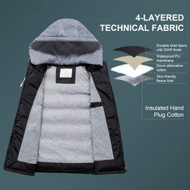 CREATMO US Women's Winter Cotton Padded Hooded Sports Vests Outdoor Recreation Gardening Vests Black M