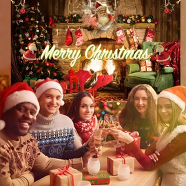 Merry Christmas Party Backdrop Christmas Photography Background Christmas Fireplace Photography Backdrop Large 6.6x3.8Ft Christmas Home Wall Decoration Santa Tree Background for Home Party backdrops