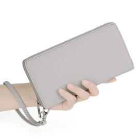 UTO Women Wallet RFID Large Leather Zip Around Card Holder Checkbook Passport Organizer Ladies Travel Clutch with Wristlet CA