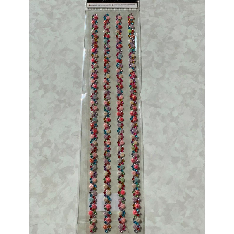 GEMSTONE 3D ADHESIVE GEMSTONES LONG BORDER MULTI-COLOR & CRYSTAL STRAND