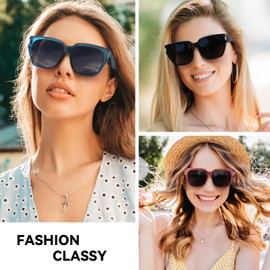 Rmmeey Polarized Sunglasses Fit Over Glasses for Women Men, Oversized Square Wrap-Around Shades with UV400 Protection