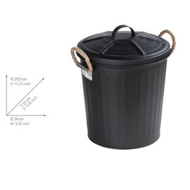 WENKO Gara Cosmetic Bin Matt Black - Waste Bin Capacity: 6 L, Steel, 24 x 28.5 x 23 cm, Black