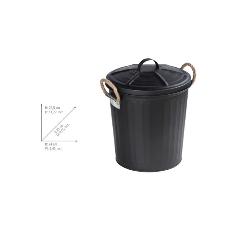 WENKO Gara Cosmetic Bin Matt Black - Waste Bin Capacity: