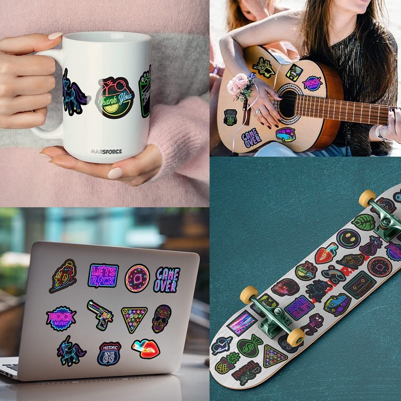 MARSFORCE Neon Graffiti Stickers Set, Waterproof Vinyl Decals for Travel