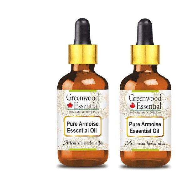 Greenwood Essential Natural Pure Armoise Essential Oil (Artemisia Herba Alba) with Glass Dropper Natural Pure Therapeutic Quality Steam Distilled (Pack of Two) 100 ml x 2 (6.76 oz)