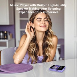 128GB MP3 Player Bluetooth 5.3, ZAQE 2.4 Inch Full Touchscreen Portable Sports MP3 Player, Built-in High-Definition Speaker, FM Radio, Recording, Line Input, HiFi Sound, up to 512 GB, Purple