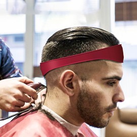 Zudoo Banda de Corte de Pelo, Plantilla de Guía de Corte de Pelo Fácil de Limpiar de Silicona Elástica Curvada para Corte de Pelo (Rojo)