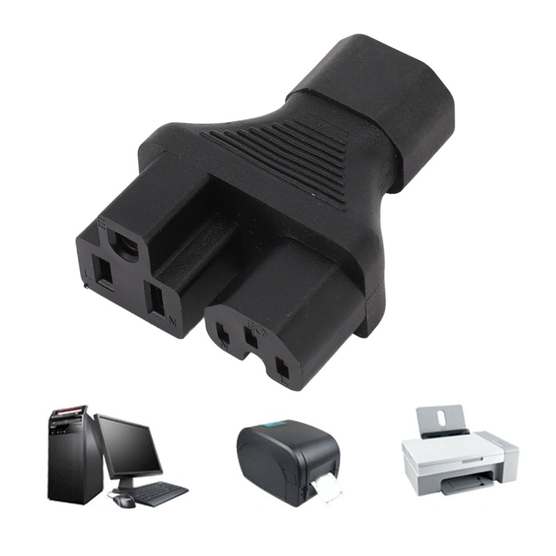 IEC320 C14 to C13 and 5‑15R Power Adapter Male to