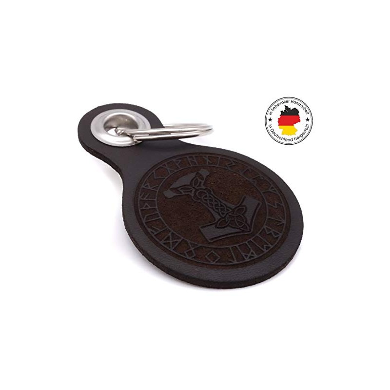 Samunshi® Leather Keyring with Engraving with Various Motifs Gifts Made