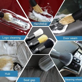 Car Valeting Kit, 4 Counts Set Soft Professional Portable Brush for Car Interior Cleaning & Dust Removal, Car Interior Cleaning Brush Set, Cleaning Supplies, Car Detailing Products, Automotive.-4 Count-Black