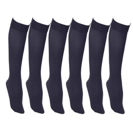 Calcetines para mujer, de nailon elástico opaco hasta la rodilla, muchos colores, 6 o 12 pares, 6 pares azul marino., Talla única