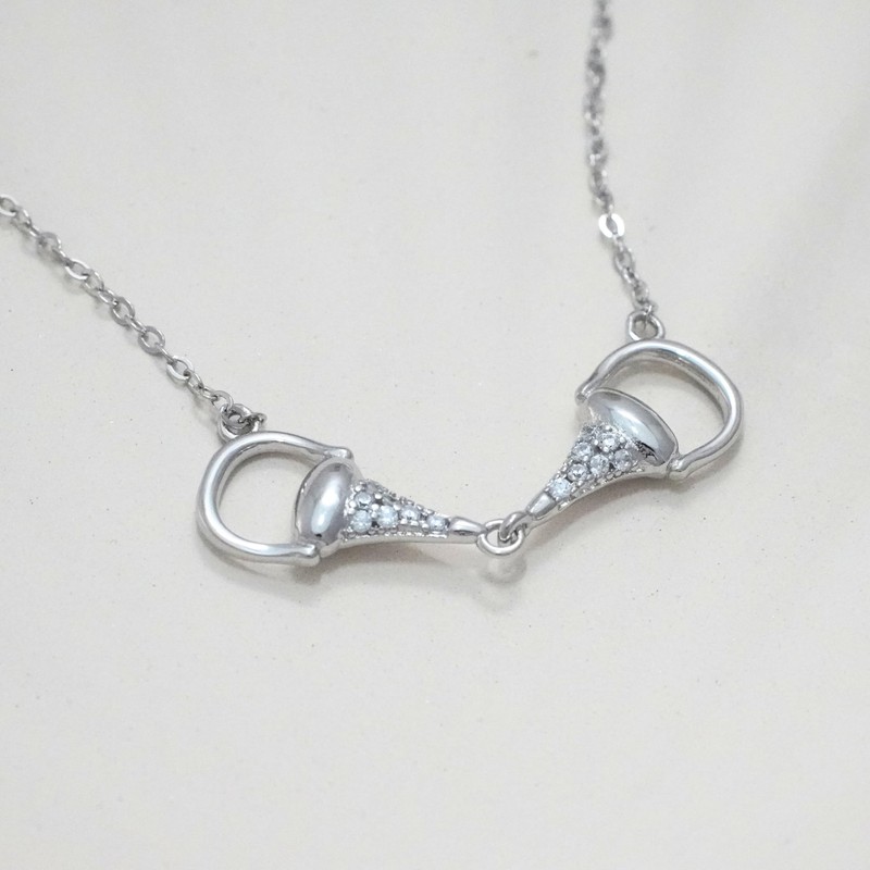 Statement Silver Horse Bit Necklace in Solid 925 Sterling Silver