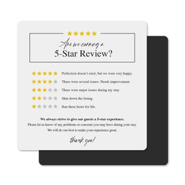 Guest Review Rating Magnet, 5" x 5" Magnetic Sign, Feedback Request and Rental Supplies for Vacation Homes, Guest Rooms, Airbnb, VRBO, Short-Term Rentals, Executive Suites (Modern)