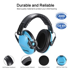 CHAMPS Kids Ear Muffs Earmuff Noise Protection Reduction Headphones for Toddlers Kid Children Teen NRR 25dB Safety Hearing Ear Muff Shooting Range Hunting Season [Blue]