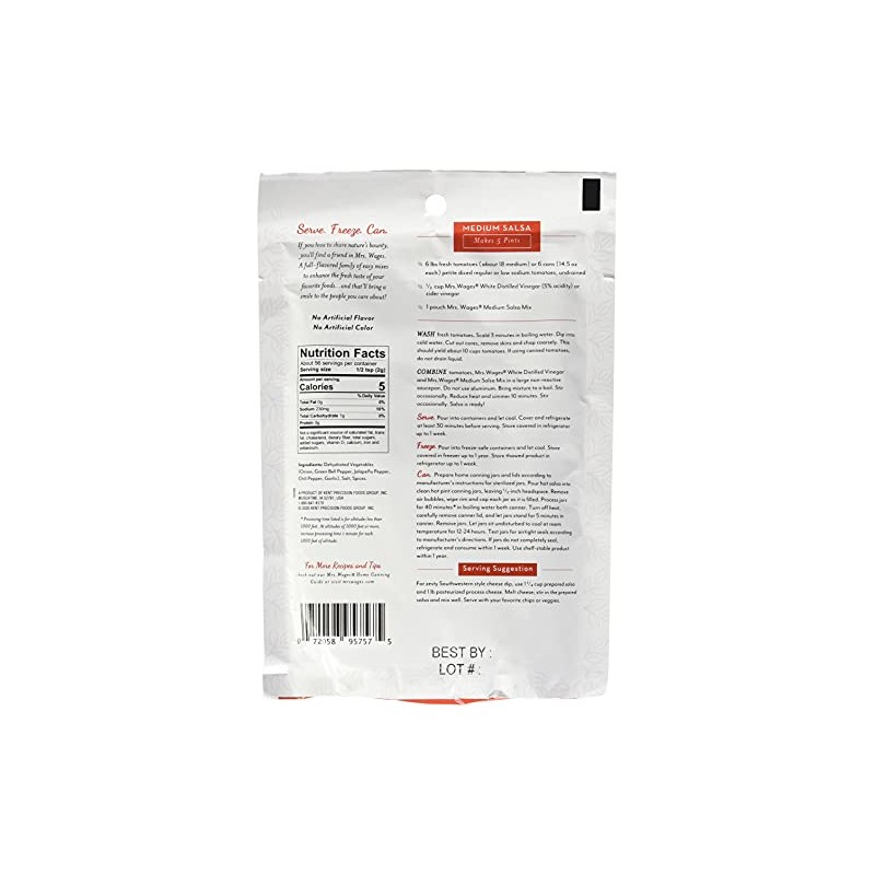 Mrs. Wages Medium Salsa Canning Mix, 4 Oz Packages (Pack