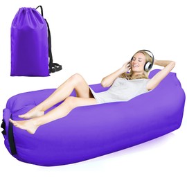 FainFun Inflatable Beach Sofa, 200 x 70 cm Sofa, Inflatable Outdoor Camping, Air Sofa, Inflatable Couch Sofa, Camping, Camping Sofa, Inflatable with Portable Package, Purple