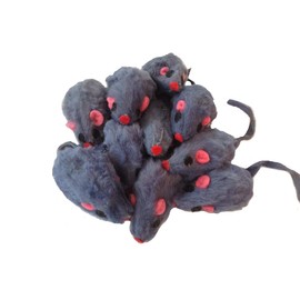 10 Zanies Gray Mice Cat Toys & One Sparkle Ball Toy - 1"