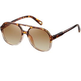 Onrtry Retro Polarized Aviator Sunglasses for Women Men Classic 70s Vintage Trendy Square Sun Glasses Shades(Tortoise&Brown/Brown)