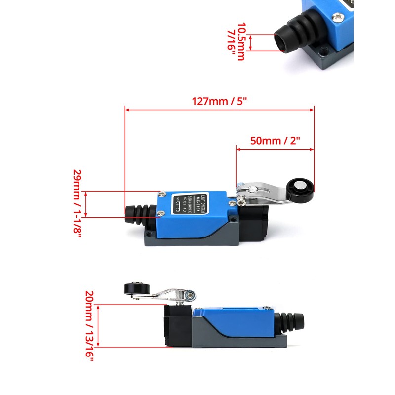 QWORK Roller Swivel Lever Limit Switch ME-8104 10A 250VAC Pack