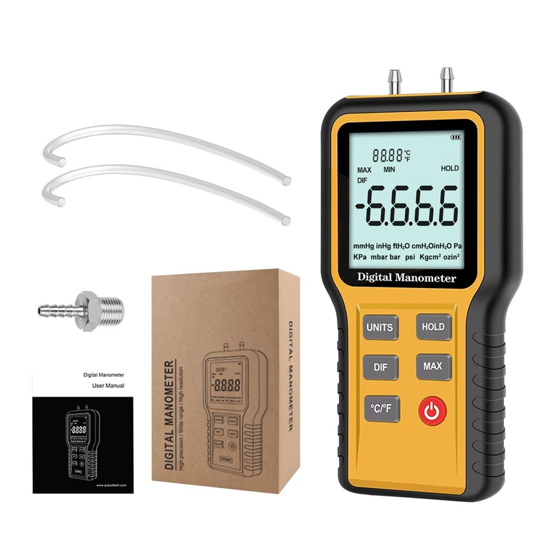 Digital Manometer Gas Pressure Tester with ±0.3% FSO Resolution, Differential