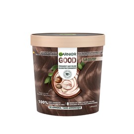 Garnier GOOD Permanent Hair Dye, 100% Grey Coverage, Ammonia-Free, Vegan Hair Colour, with Shea Butter Conditioner, Long-Lasting Glossy Colour for 8 Weeks, No-Drip Formula, 5.0 Coffee Brown