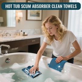 Hot-Tub-Scum-Absorber-Professional-Towels Reusable-Spa-Hot-Tub-Scum-Absorber-for-Spa-Cleaner Scum-Hot-Tub-Accessories for Adults Microfiber Bathroom Hot Tub Cleaning Spong Towel Deep Cleaning 3 Pack