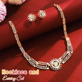 Unicra Gold Indian Jewellery Set Chunky Choker Necklace and Earrings Set Fashion Prom Fashion Jewellery Sets for Women, One size, High-quality alloy, No Gemstone