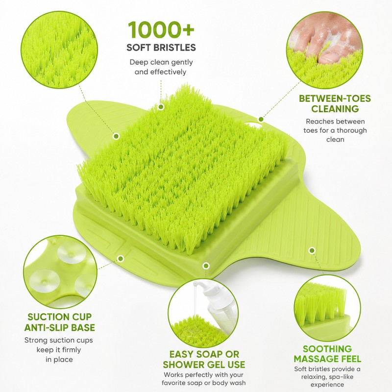 Foot Scrubber Brush for Shower Use – Suction Cup Cleaning