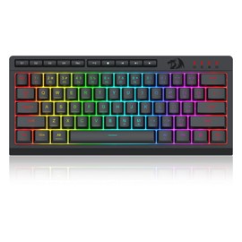 Redragon K522 PRO 60% Wireless RGB Membrane Gaming Keyboard, 3 Mode Compact 61 Keys Linear Mechanical-Feel Switch Keyboard w/ 4 Extra On-Board Macro Keys & Media Control Keys