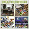 Block Game Rug Teen Boys Carpet with Pixel Games Element