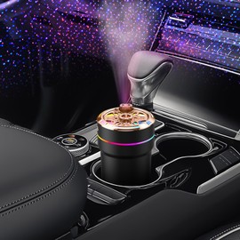 Schwylth Car Diffuser of Battery Powered and USB Plug-in Dual-Purpose, Car Humidifier with Auto Start-Stop, Car Aromatherapy Diffusers for Essential Oils with Two-Color Starry Light