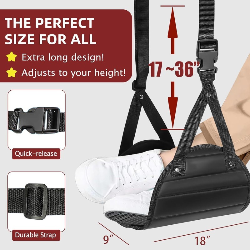 Airplane Foot Rest,Portable Travel Footrest Flight Carry-On FootRest Adjustable Height