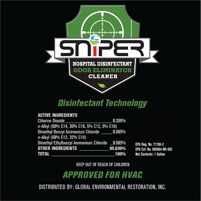 SNIPER HOSPITAL DISINFECTANT AND DEODORIZER 16 OZ. TRIGGER SPRAY BOTTLE