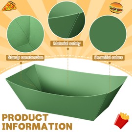 Uiifan 200 Pcs Paper Food Boats Disposable Paper Food Tray Grease Resistant Disposable Serving Tray Cardboard Hot Dog Holder for Burgers Fries Sandwiches Picnic Party(Gradient Green)